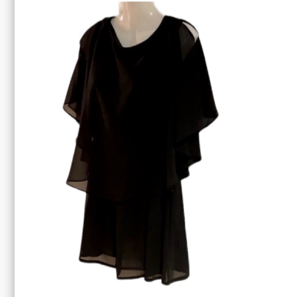 🍒 Cold Shoulder Black Top w/ Sheer Overlay!!! - Picture 3 of 10